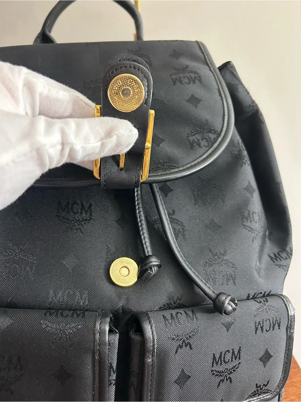 Authentic, Vintage MCM Logo Black Nylon and Leather Backpack – Made in Germany